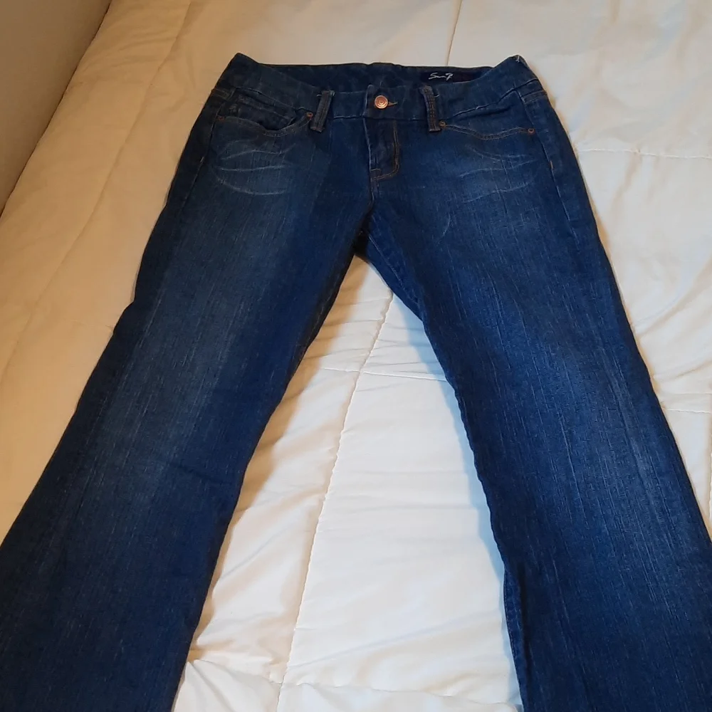 Seven7 Women's Boot Cut Jeans - Dark Blue - Picture 2 of 4